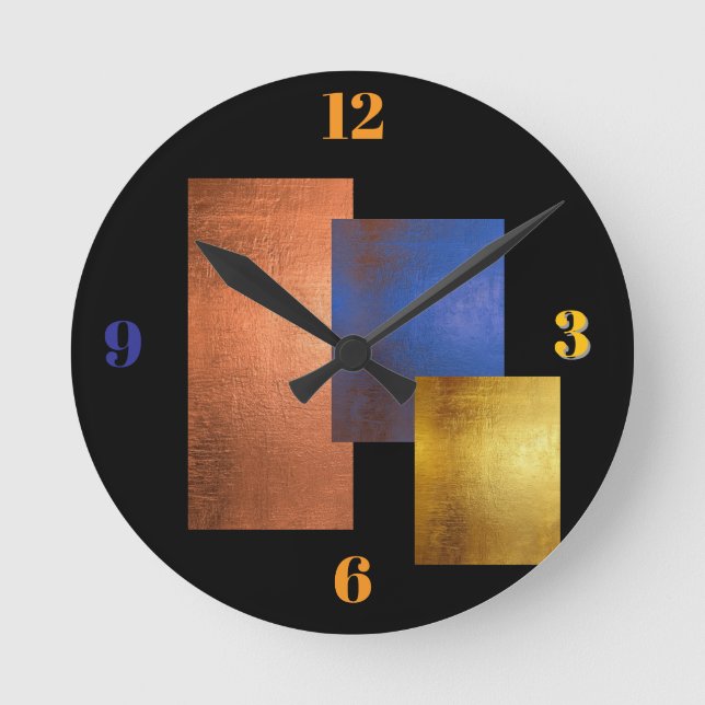 Luxury Geometric Black Designer Clock (Front)
