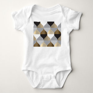 Luxury geometric: black, gold pattern baby bodysuit