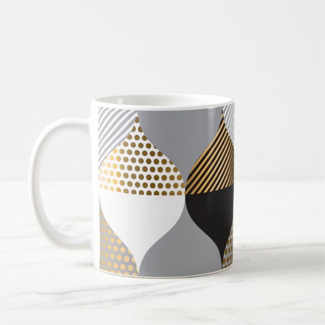 Luxury geometric: black, gold pattern coffee mug (Left)