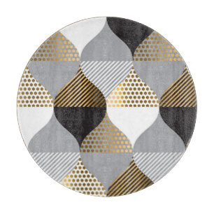 Luxury geometric: black, gold pattern cutting board