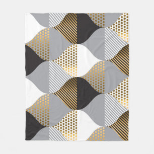 Luxury geometric: black, gold pattern fleece blanket