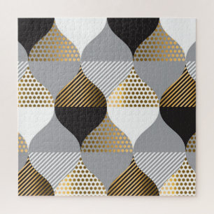 Luxury geometric: black, gold pattern jigsaw puzzle
