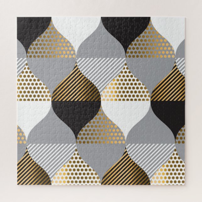Luxury geometric: black, gold pattern jigsaw puzzle (Vertical)