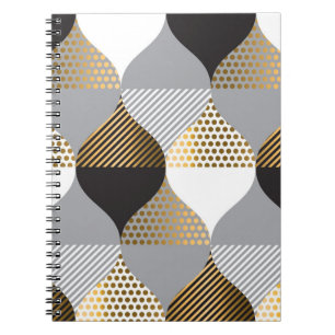Luxury geometric: black, gold pattern notebook