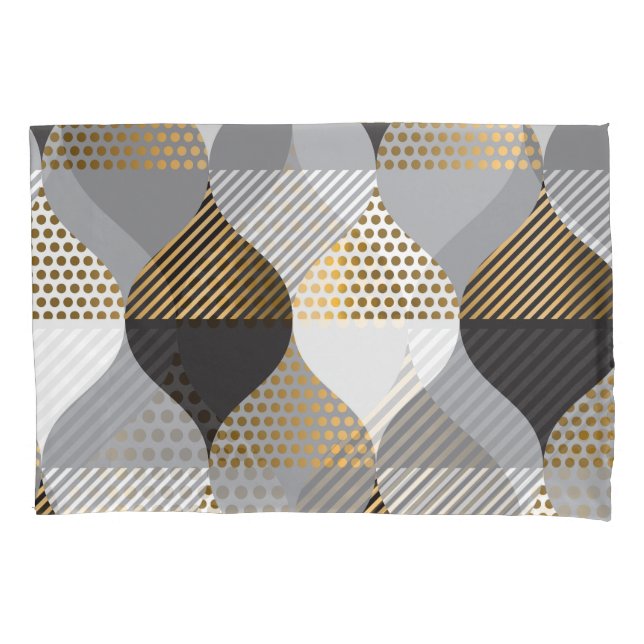 Luxury geometric: black, gold pattern pillowcase (Front)