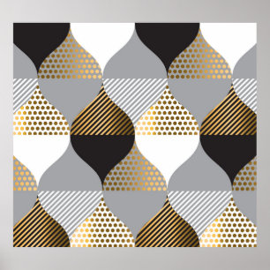 Luxury geometric: black, gold pattern poster