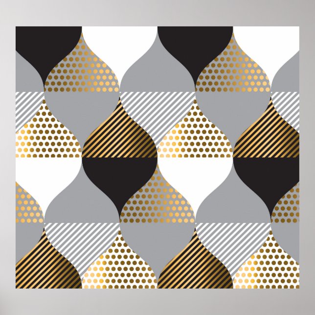 Luxury geometric: black, gold pattern poster (Front)