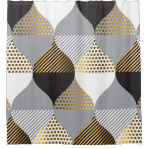 Luxury geometric: black, gold pattern shower curtain