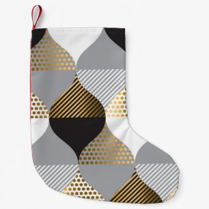 Luxury geometric: black, gold pattern small christmas stocking