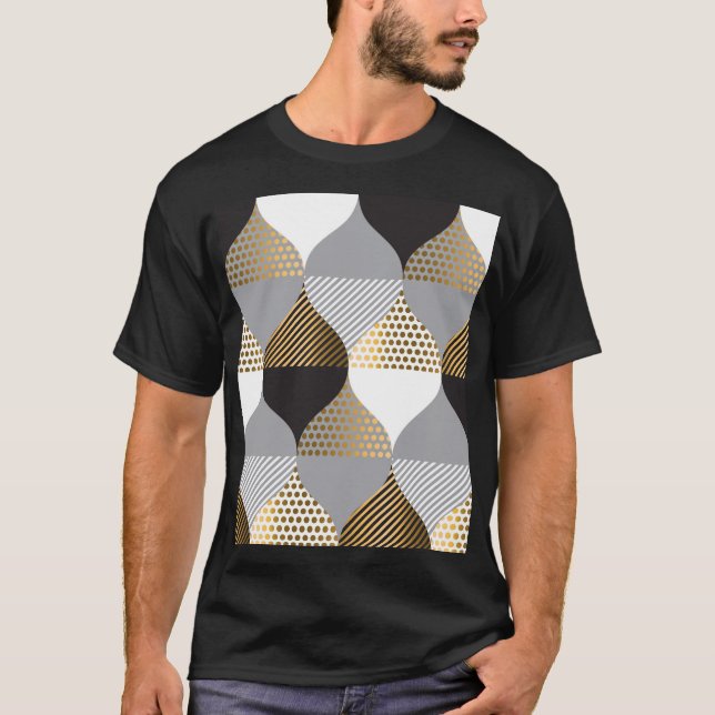 Luxury geometric: black, gold pattern T-Shirt (Front)
