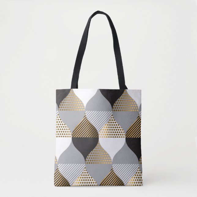 Luxury geometric: black, gold pattern tote bag (Front)