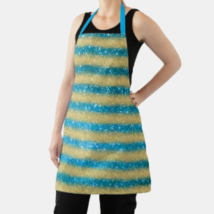 Luxury Gift Popular Blue Gold Glitter Apron