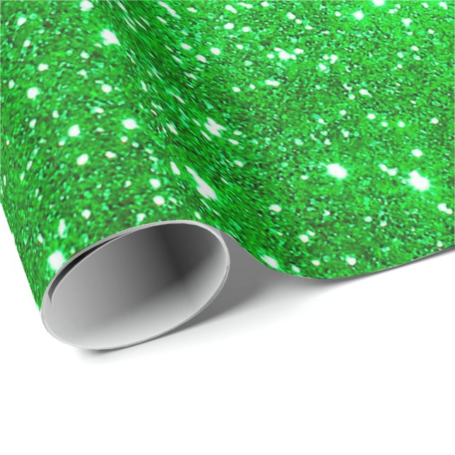 Luxury Gift Popular Green Gold Glitter Wrapping Paper (Roll Corner)