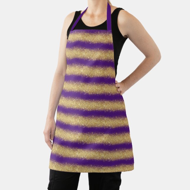 Luxury Gift Popular Purple Gold Glitter Apron (Insitu)