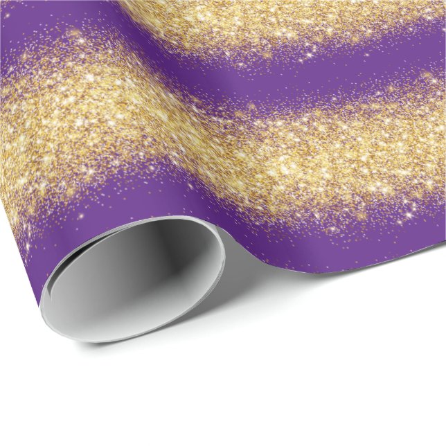 Luxury Gift Popular Purple Gold Glitter Wrapping Paper (Roll Corner)
