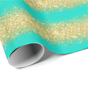 Luxury Gift Popular Turquoise Gold Glitter Wrapping Paper