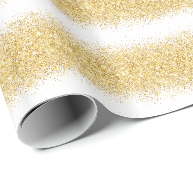 Luxury Gift Popular White Gold Glitter Wrapping Paper (Roll Corner)