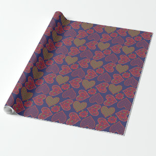 Luxury Giftwrap: Hearts and Roses Valentines, Blue Wrapping Paper