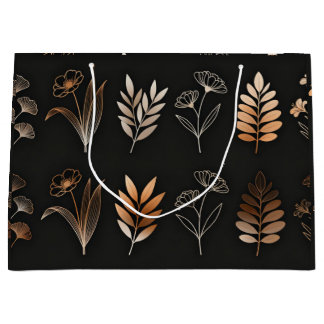 Luxury Ginkgo & Floral Line Art Gift Carrier Bag