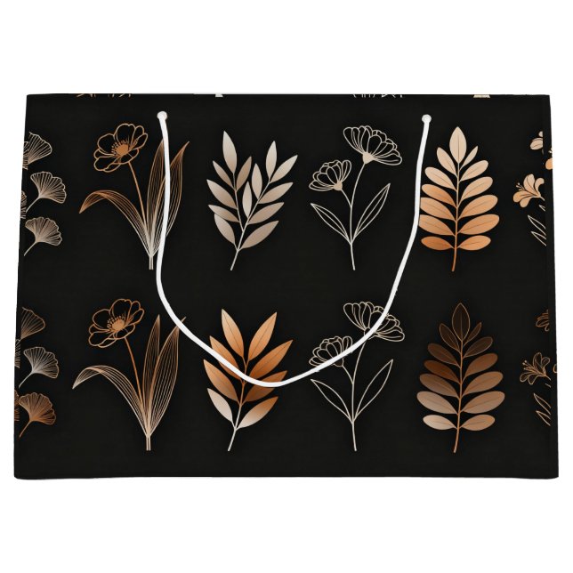 Luxury Ginkgo & Floral Line Art Gift Carrier Bag (Front)