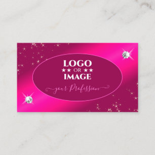 Luxury Girly Pink Glitter Stars Diamonds with Logo Business Card