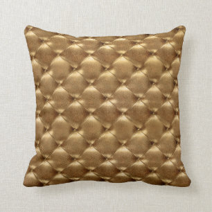 Luxury Glam Bronze Tufted Leather Opulent Gold Cushion
