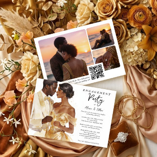 Luxury Glam Gold Couple Wedding Engagement TMF26 Invitation