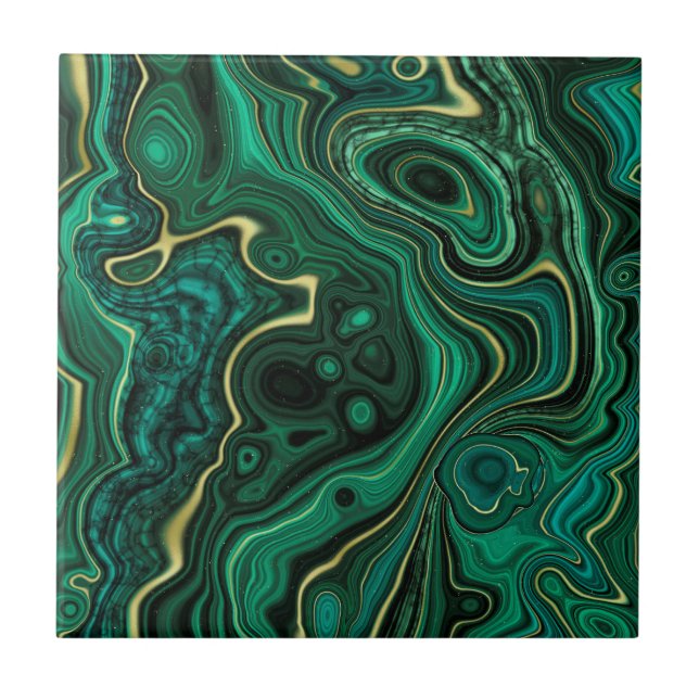 Luxury Glam Green Colourful Abstract Pattern Ceramic Tile (Front)