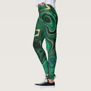 Luxury Glam Green Colourful Abstract Pattern Leggings