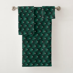 Luxury Glam Green Faux Velvet Bath Towel Set