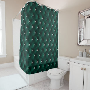 Luxury Glam Green Faux Velvet Shower Curtain
