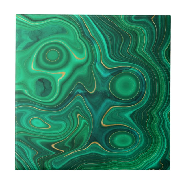 Luxury Glam Green Yellow Abstract Pattern Ceramic Tile (Front)