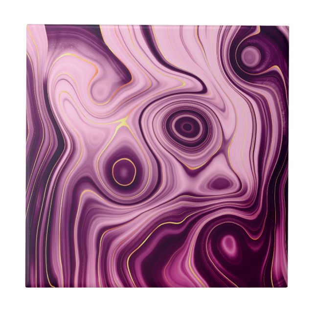 Luxury Glam Light Purple Colourful Abstract Patter Ceramic Tile (Front)