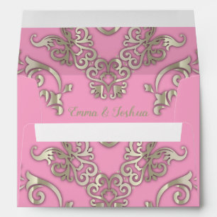 Luxury Glam Romantic Chic Pink & Gold Custom Name Envelope