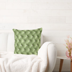 Luxury Glam Sage Green Faux Velvet  Cushion