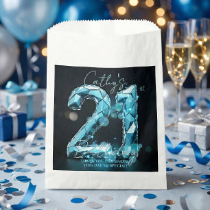 Luxury Glam Teal Blue Crystal 21st Birthday Party Favour Bag