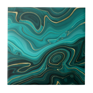 Luxury Glam Turquoise Abstract Pattern Ceramic Tile