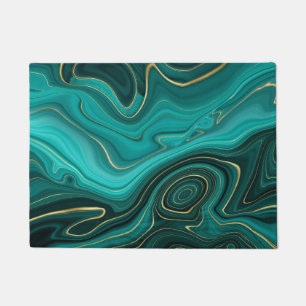Luxury Glam Turquoise Abstract Pattern Doormat