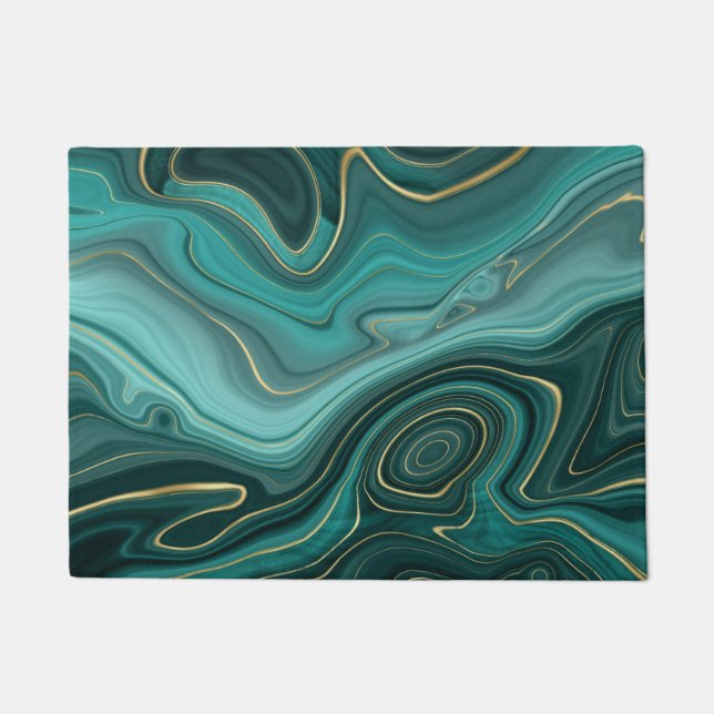 Luxury Glam Turquoise Abstract Pattern Doormat (Front)