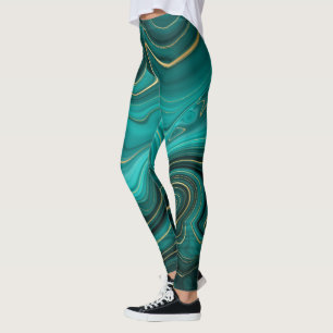 Luxury Glam Turquoise Abstract Pattern Leggings