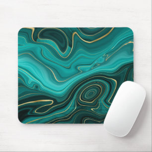 Luxury Glam Turquoise Abstract Pattern Mouse Pad