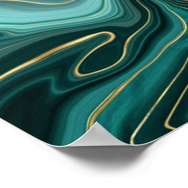 Luxury Glam Turquoise Abstract Pattern Poster (Corner)