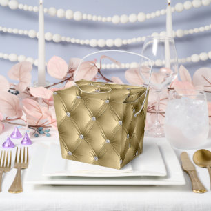 Luxury Glam Warm Gold Faux Velvet Favour Box