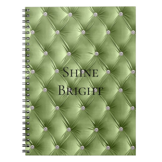 Luxury Glam Warm Sage Green Faux Velvet  Notebook (Front)