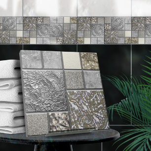 Luxury Glass, Shell & Metal Geometric N1 Ceramic Tile
