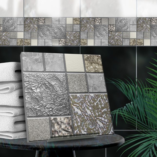 Luxury Glass, Shell & Metal Geometric N1 Ceramic Tile (Creator Uploaded)