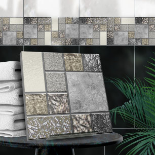 Luxury Glass, Shell & Metal Geometric N3 Ceramic Tile