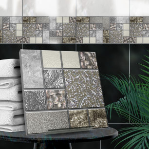 Luxury Glass, Shell & Metal Geometric N4 Ceramic Tile