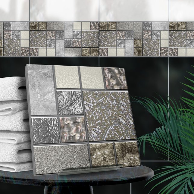 Luxury Glass, Shell & Metal Geometric N4 Ceramic Tile (Creator Uploaded)