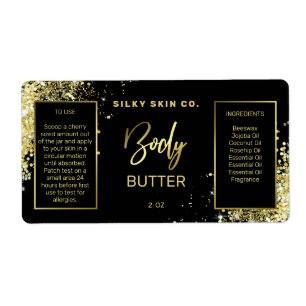 Luxury Glitter Black And Gold Body Butter Labels